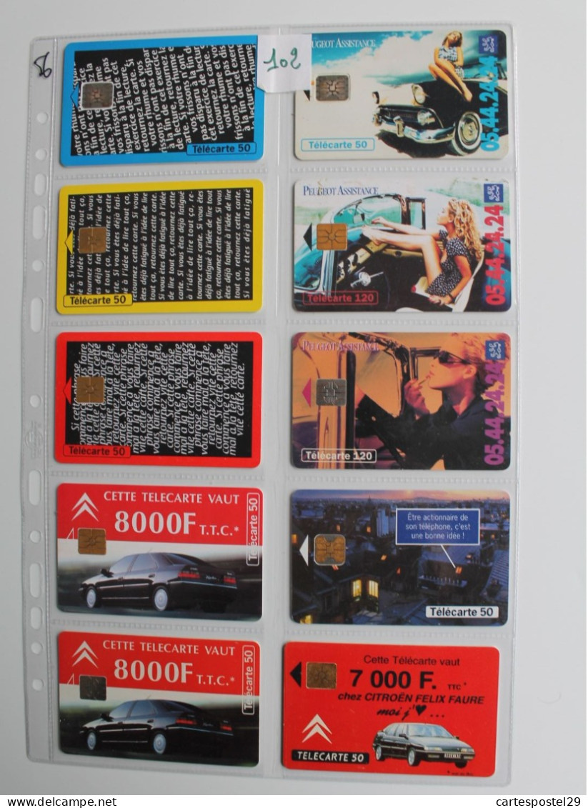 LOT DE 10 TELECARTES  AVEC SA FEUILLE DE CLASSEMENT - Lots - Collections