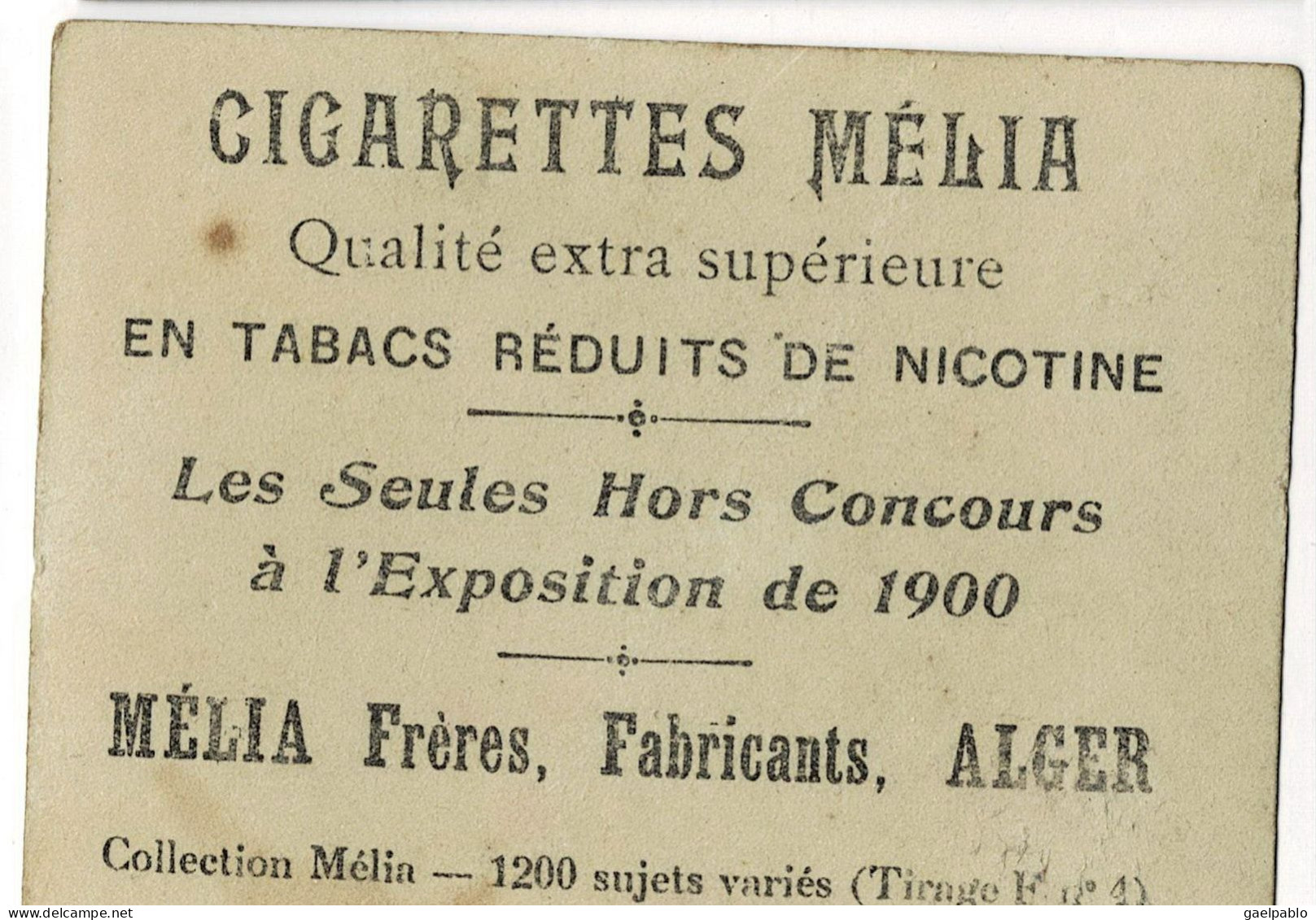 CIGARETTES MELIA -     SYLVAIN   - Tirage F  N° 4 - Melia