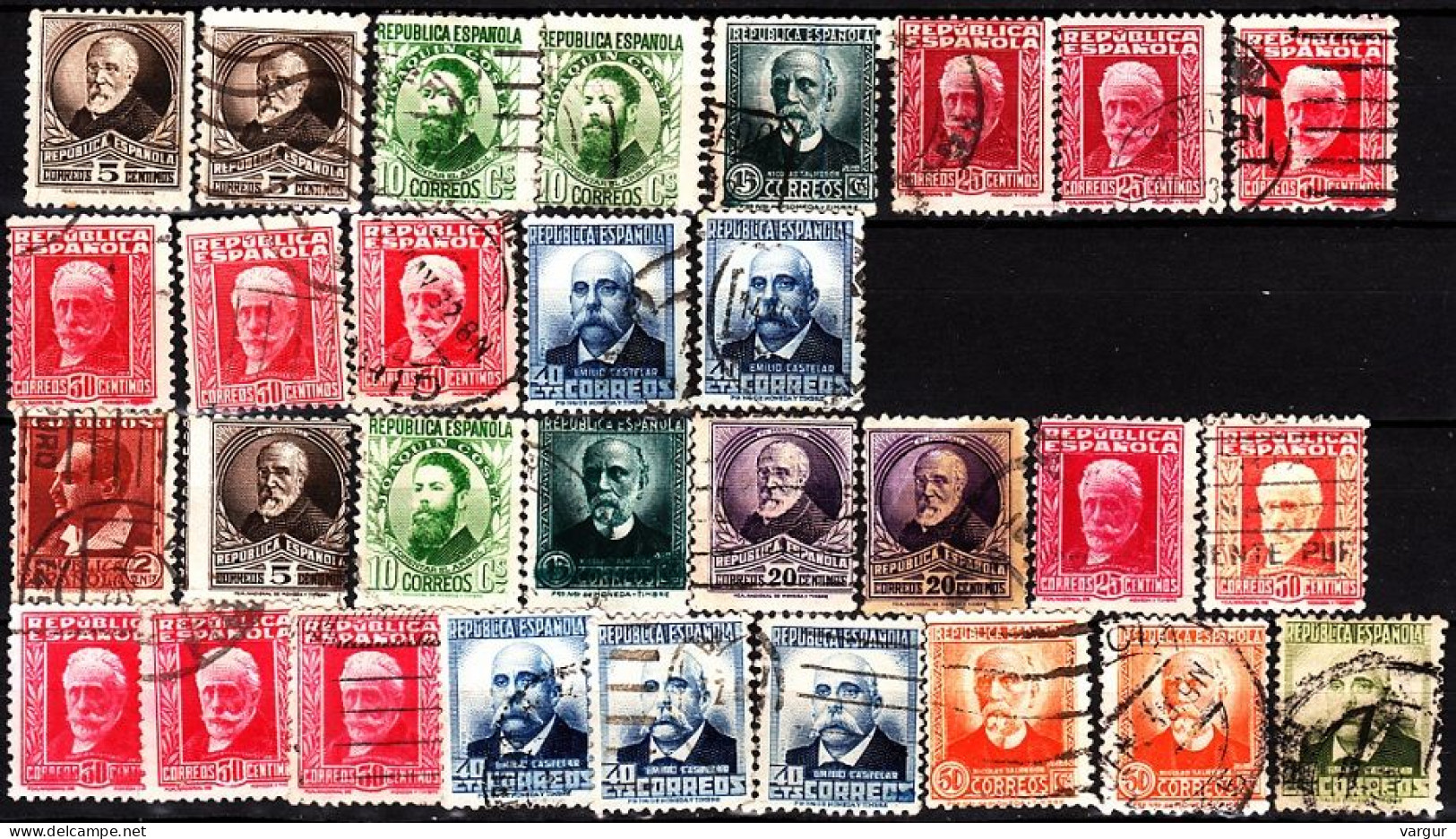 SPAIN 1931-32 Definitive: Famous People. Dupes, With And Without Control Numbers. Used - Autres & Non Classés