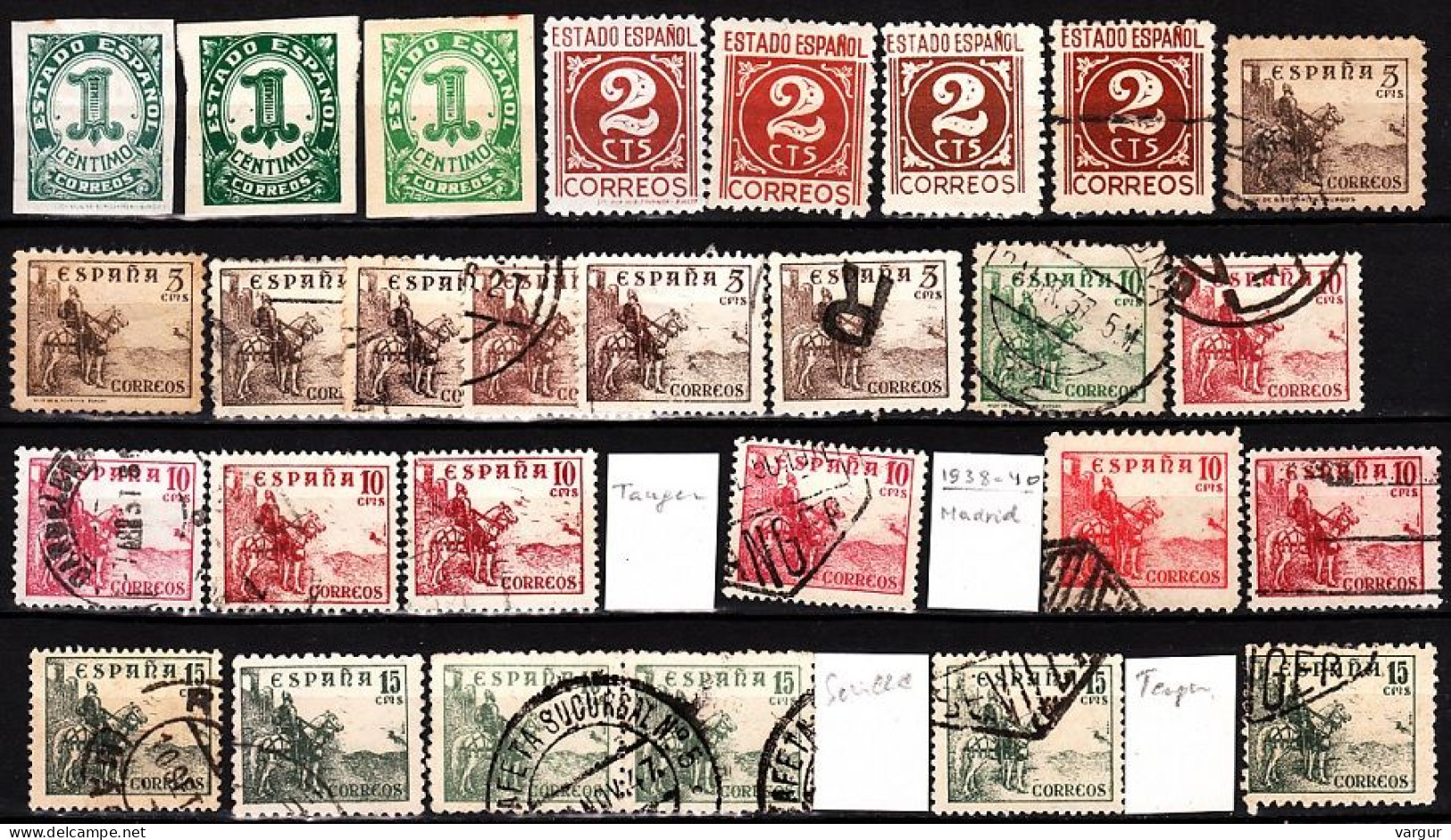 SPAIN 1936-50 Definitive: Numerals And Cid. Dupes, 28v With Varieties. Used / Mint - Gebraucht