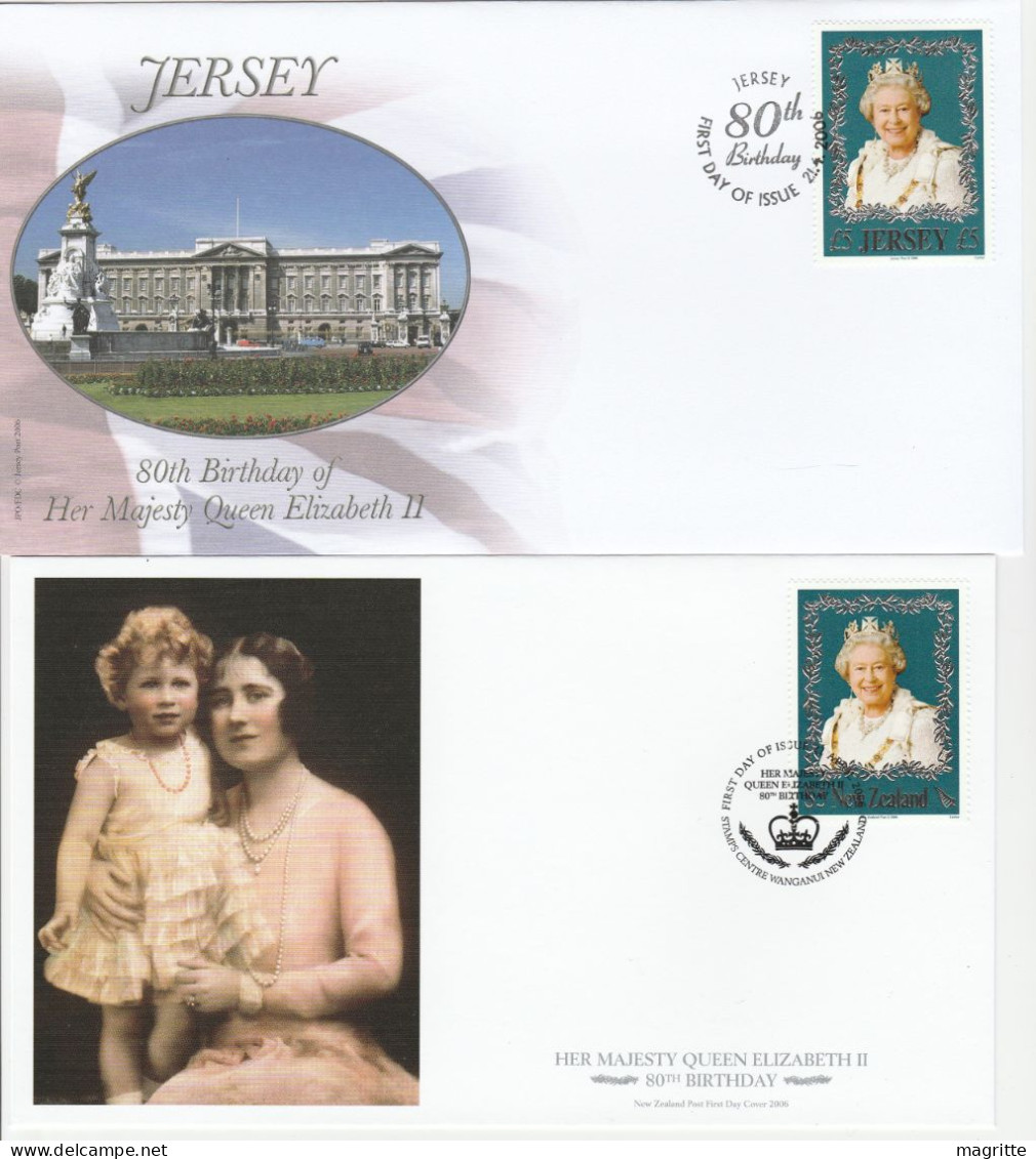 Jersey Nouvelle Zélande 2006 FDC 's Emission Commune Queen Elisabeth II Jersey New Zealand Joint Issue FDC's - Gemeinschaftsausgaben