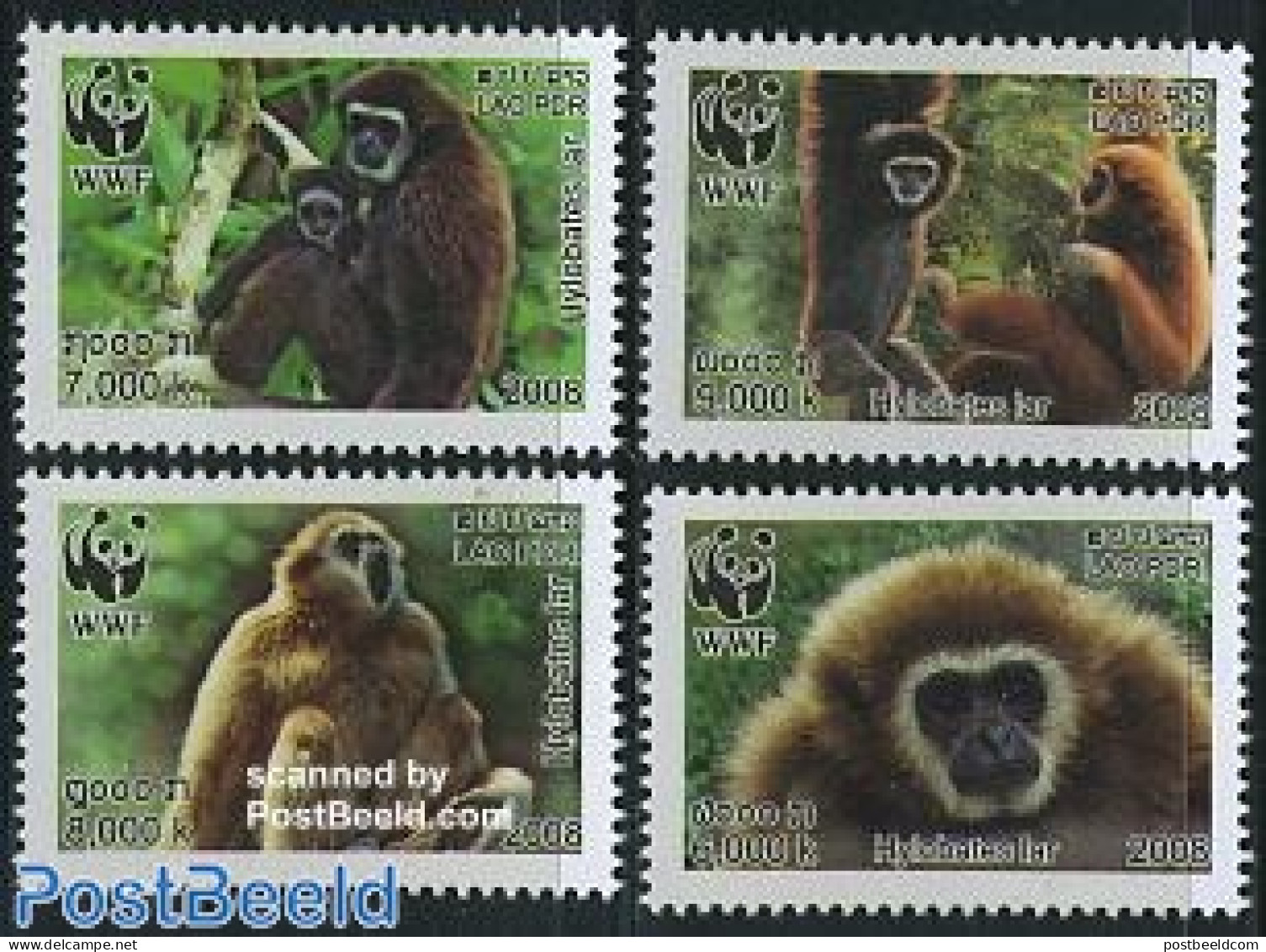 Laos 2008 WWF, Monkeys 4v, Mint NH, Nature - Animals (others & Mixed) - Monkeys - World Wildlife Fund (WWF) - Laos