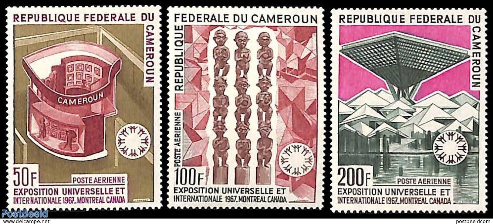Cameroon 1967 Montreal World Exposition 3v, Mint NH, Various - World Expositions - Art - Art & Antique Objects - Moder.. - Kamerun (1960-...)