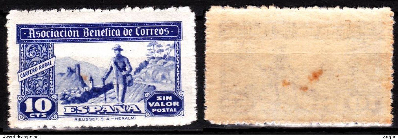 SPAIN 1944 Non Postal. Asociacion Benefica De Correos. Rural Postman, MNH - Revenue Stamps