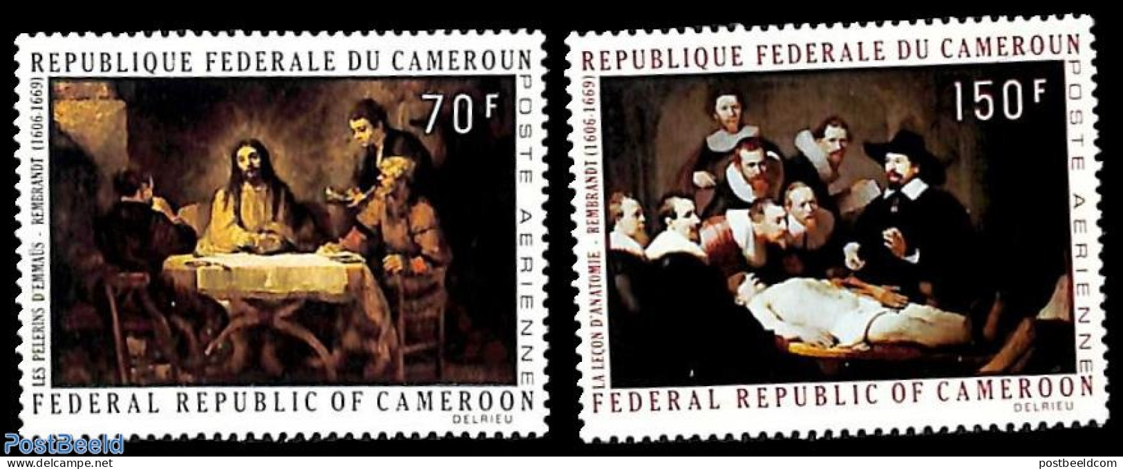 Cameroon 1970 Rembrandt 2v, Mint NH, Art - Paintings - Rembrandt - Cameroon (1960-...)