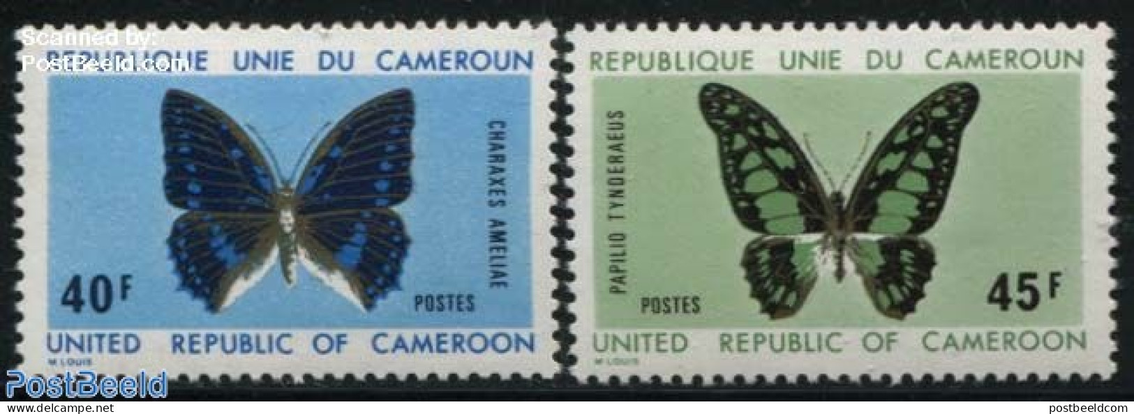 Cameroon 1972 Butterflies 2v, Mint NH, Nature - Butterflies - Cameroun (1960-...)
