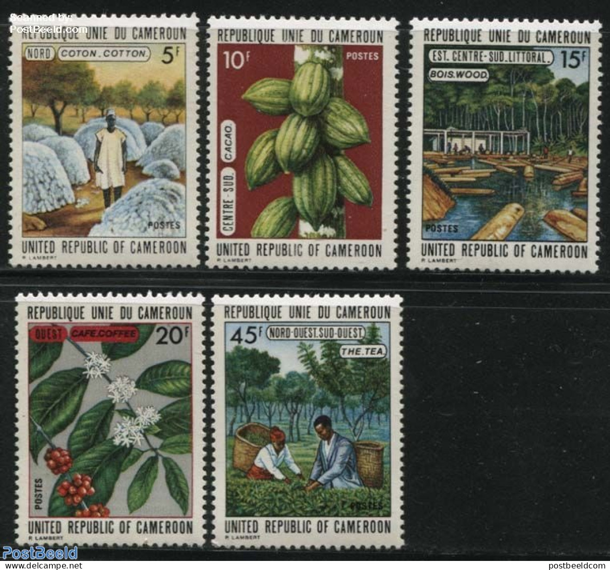 Cameroon 1973 Five Years Plan 5v, Mint NH, Nature - Various - Fruit - Agriculture - Textiles - Fruits