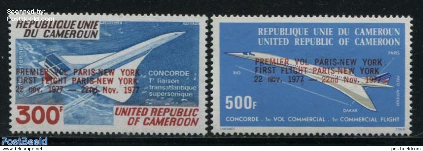Cameroon 1977 Concorde Flight Overprints 2v, Mint NH, Transport - Concorde - Aircraft & Aviation - Concorde