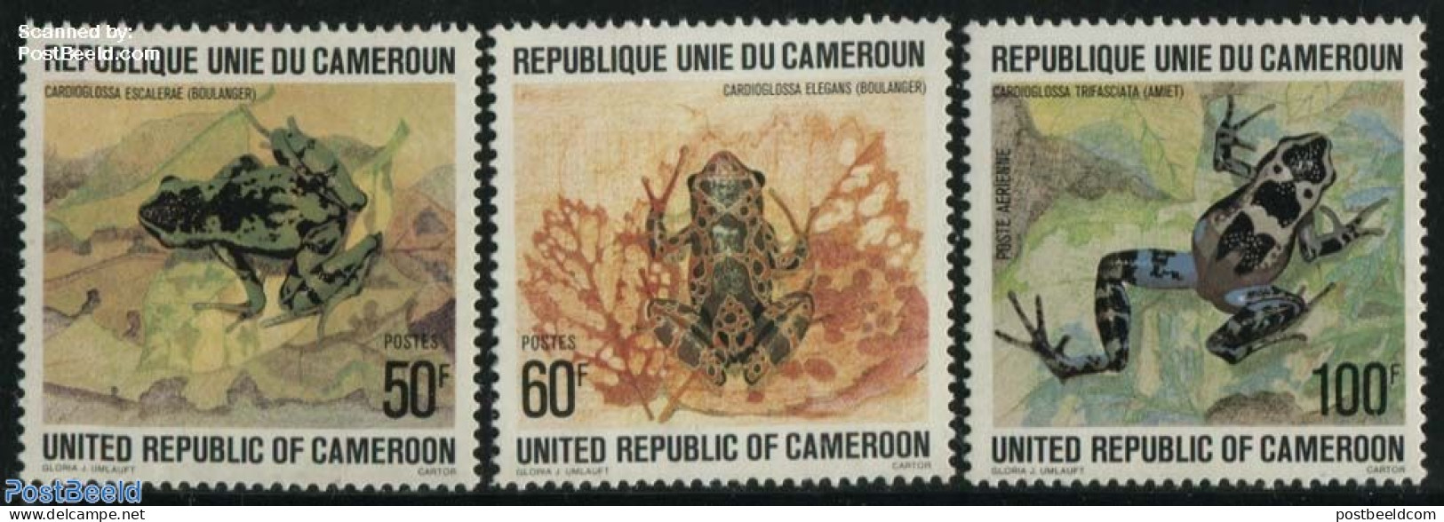 Cameroon 1978 Frogs 3v, Mint NH, Nature - Frogs & Toads - Reptiles - Camerún (1960-...)