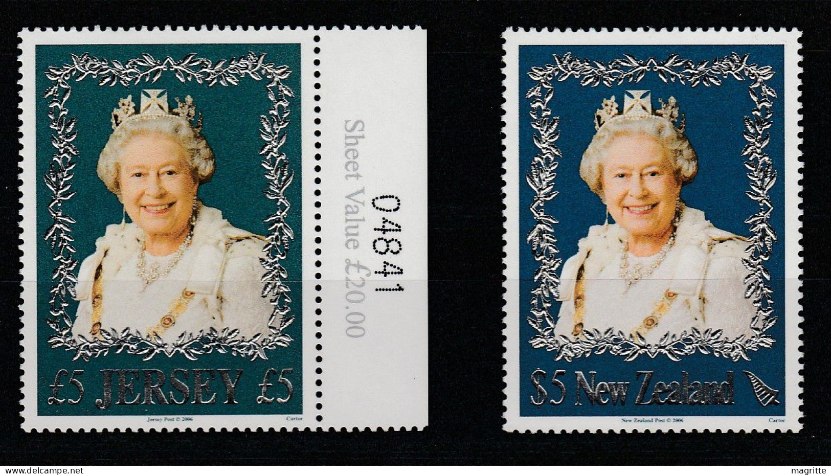 Jersey Nouvelle Zélande 2006 Set Emission Commune Queen Elisabeth II Jersey New Zealand Joint Issue Set - Emissioni Congiunte