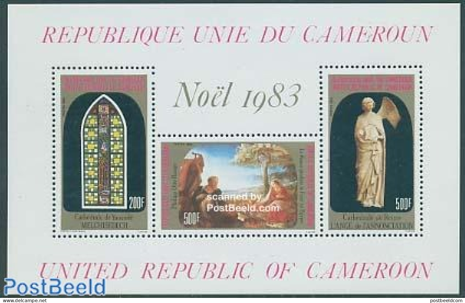 Cameroon 1983 Christmas S/s, Mint NH, Religion - Christmas - Art - Stained Glass And Windows - Navidad