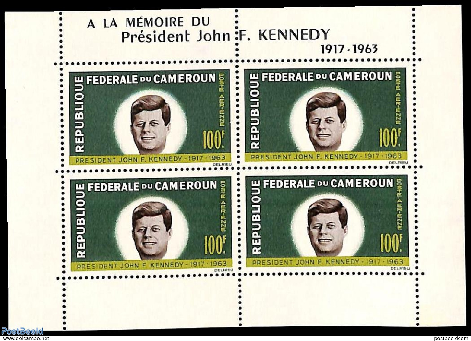 Cameroon 1964 J.F. Kennedy S/s, Mint NH, History - American Presidents - Kamerun (1960-...)