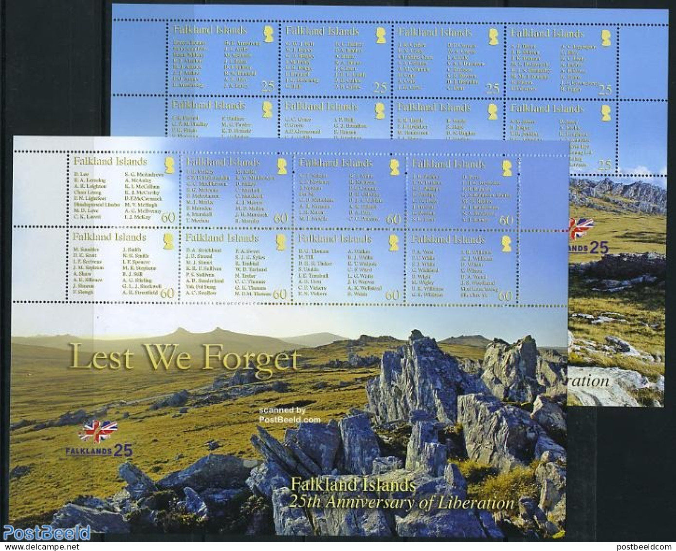 Falkland Islands 2007 Lest We Forget 16v (2v M/s), Mint NH, History - Militarism - Militaria