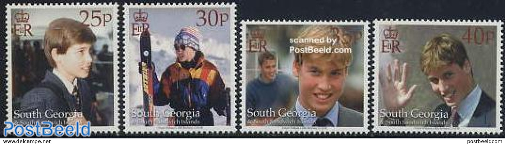 South Georgia / Falklands Dep. 2000 Prince William 4v, Mint NH, History - Sport - Kings & Queens (Royalty) - Skiing - Royalties, Royals