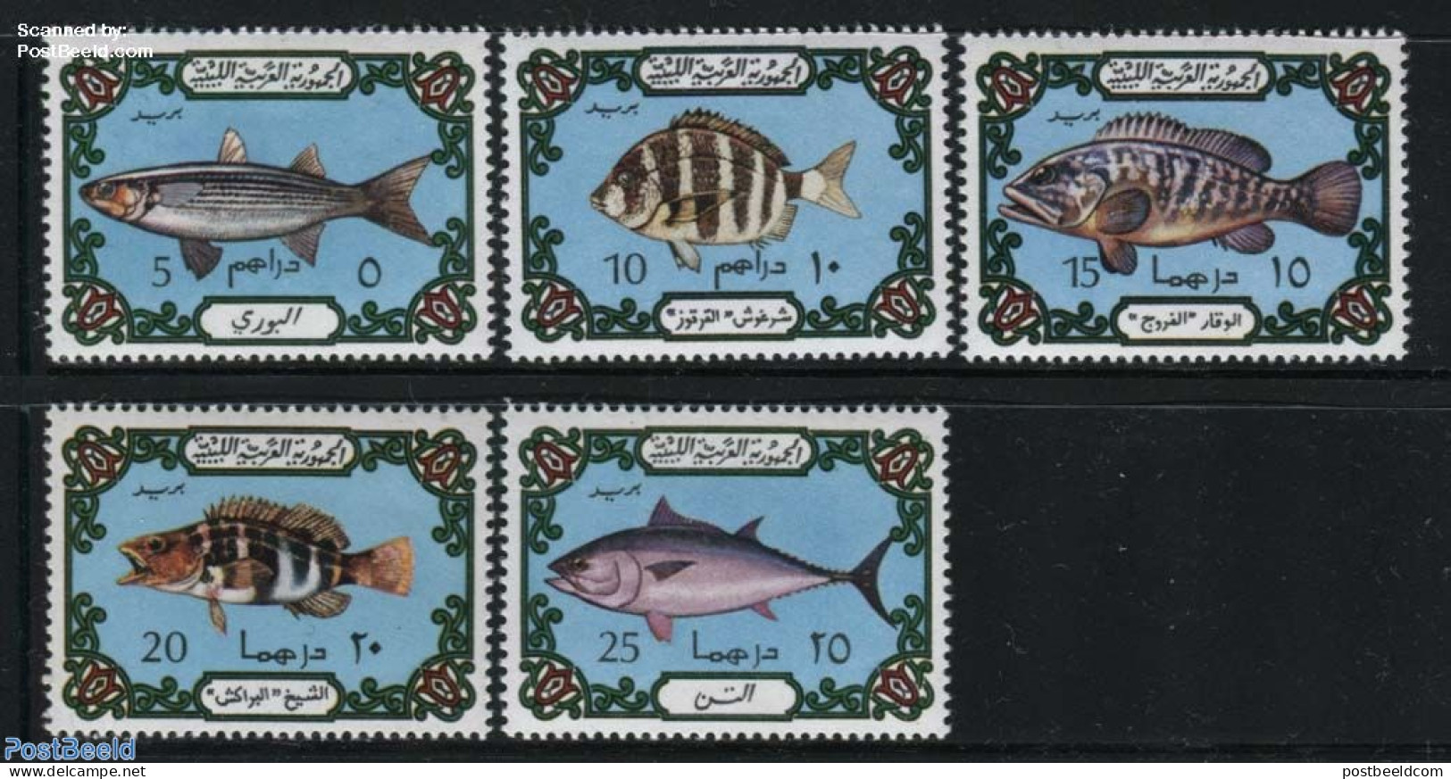 Libya Kingdom 1973 Fish 5v, Blue Background, Mint NH, Nature - Fish - Fishes