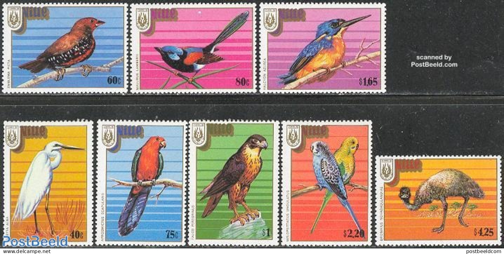 Niue 1986 Stampex, Birds 8v, Mint NH, Nature - Birds - Birds Of Prey - Parrots - Kingfishers - Niue