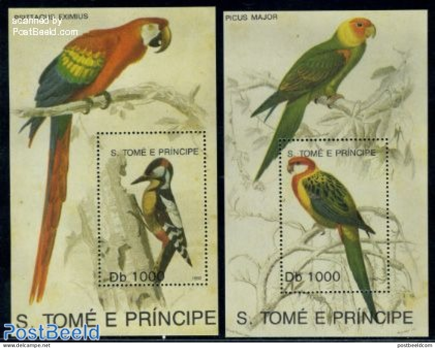 Sao Tome/Principe 1992 Birds 2 S/s, Mint NH, Nature - Birds - Parrots - Woodpeckers - Sao Tome En Principe