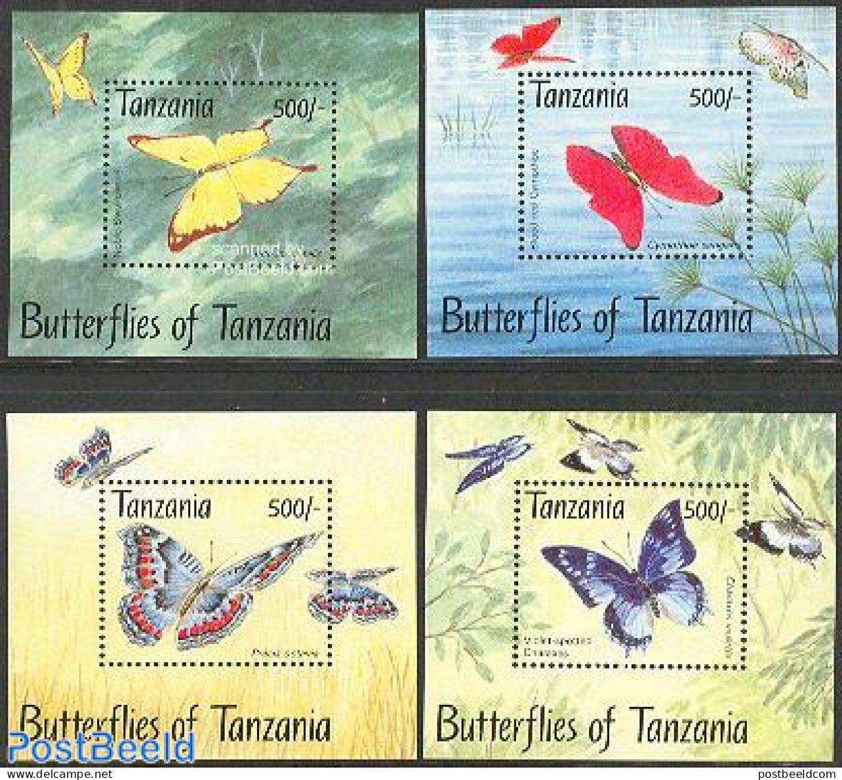 Tanzania 1993 Butterflies 4 S/s, Mint NH, Nature - Butterflies - Tanzania (1964-...)