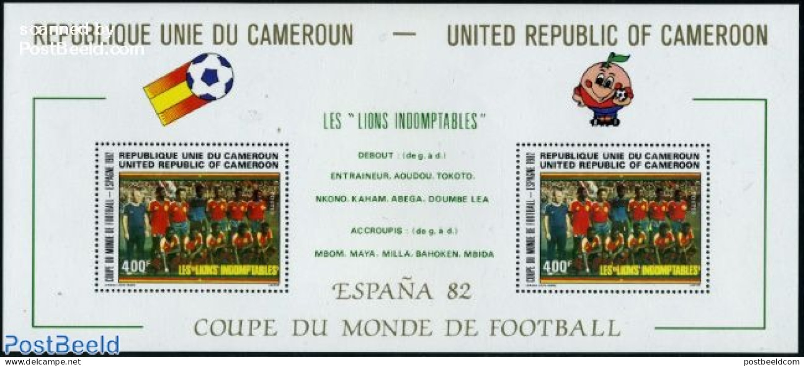 Cameroon 1982 Football Games Spain S/s, Mint NH, Sport - Football - Camerún (1960-...)