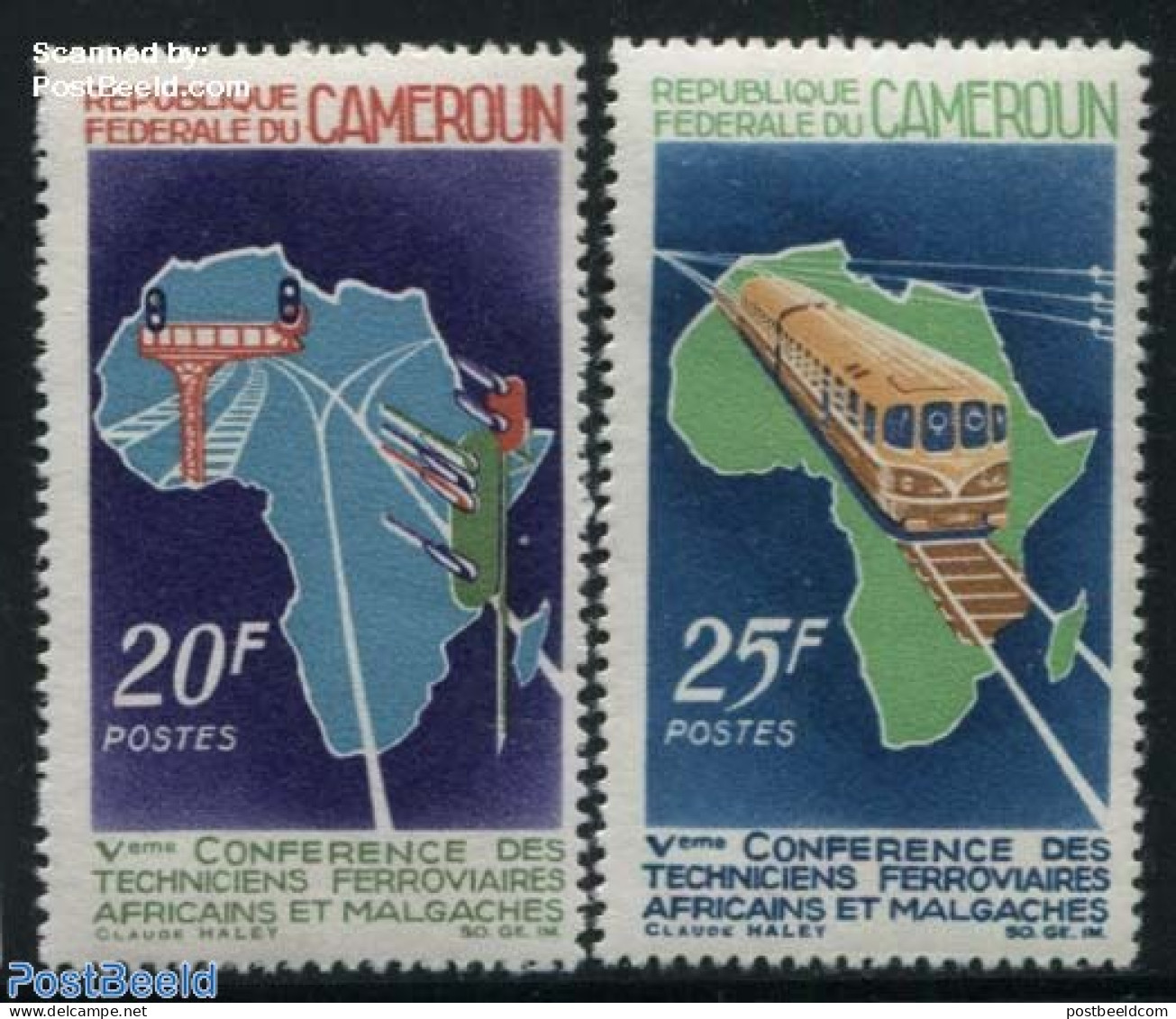 Cameroon 1967 Railway Congresses 2v, Mint NH, Transport - Various - Railways - Maps - Trains