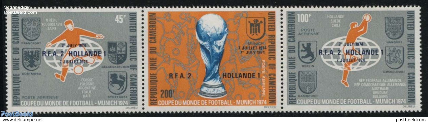 Cameroon 1974 Football Winners 3v [::], Mint NH, History - Sport - Netherlands & Dutch - Football - Aardrijkskunde