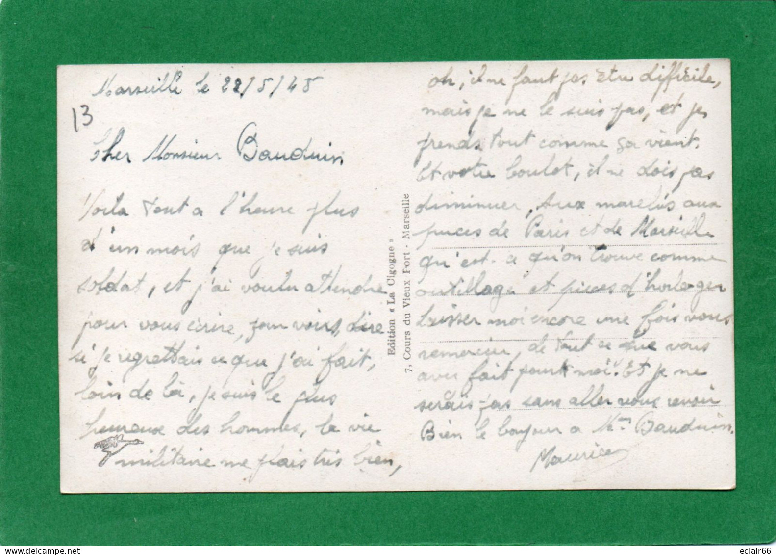 13.- MARSEILLE .- LA CANEBIERE  Animation  CPSM Année 1945 N°228   Edit LA CIGOGNE état Impeccable - Canebière, Centro