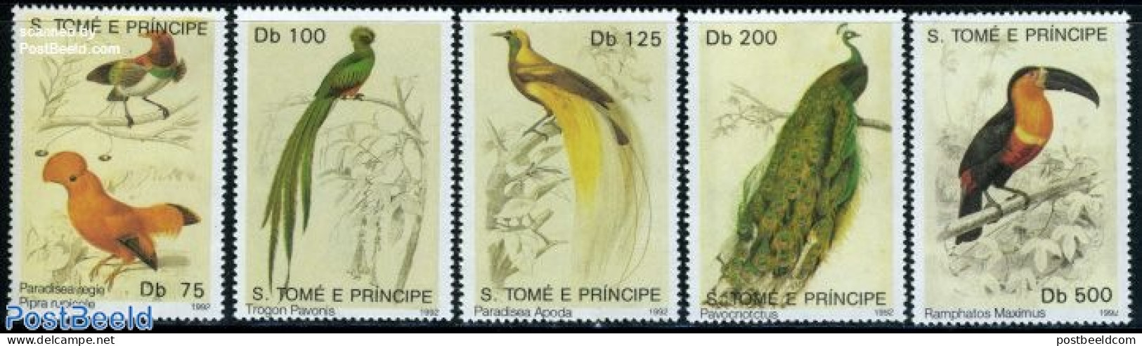 Sao Tome/Principe 1992 Birds 5v, Mint NH, Nature - Birds - Sao Tome En Principe