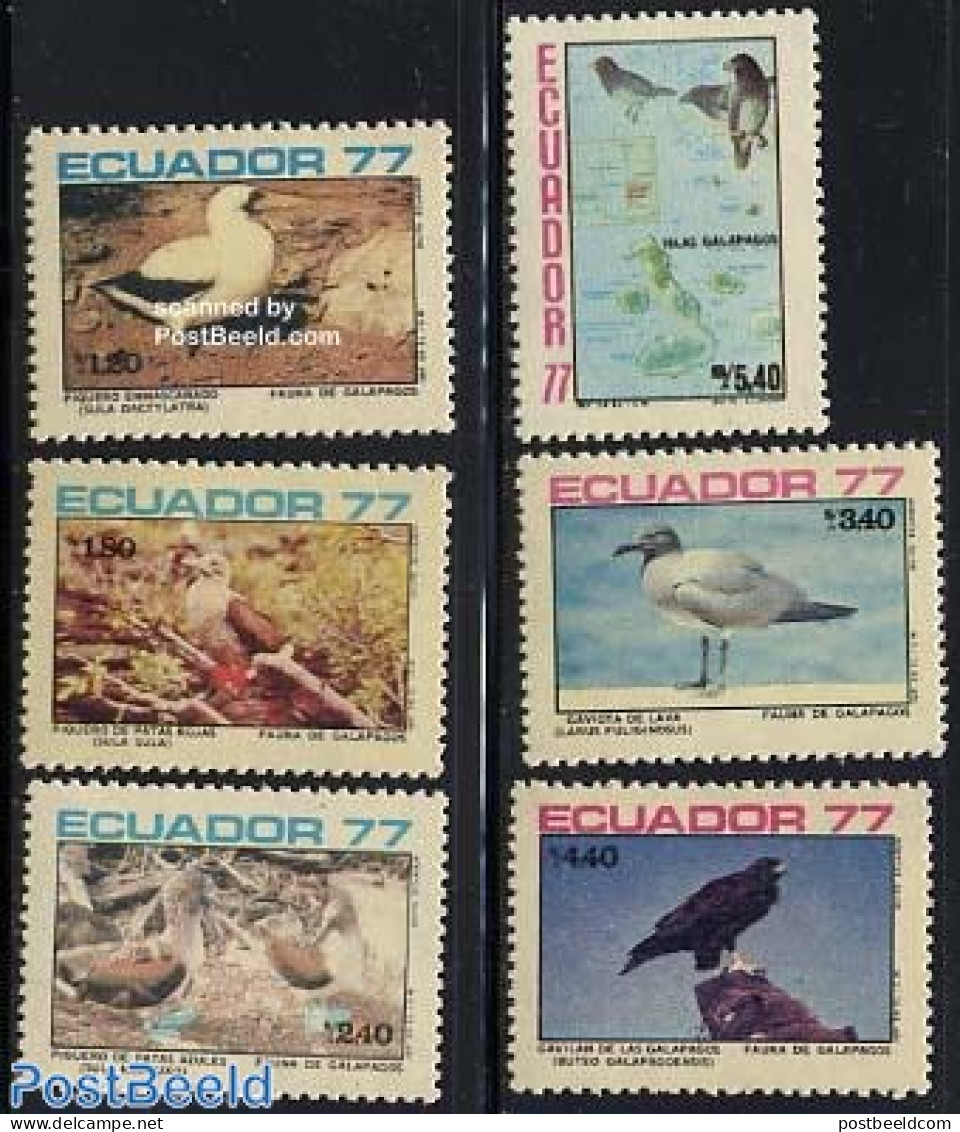 Ecuador 1977 Galapagos Birds 6v, Mint NH, Nature - Birds - Ecuador