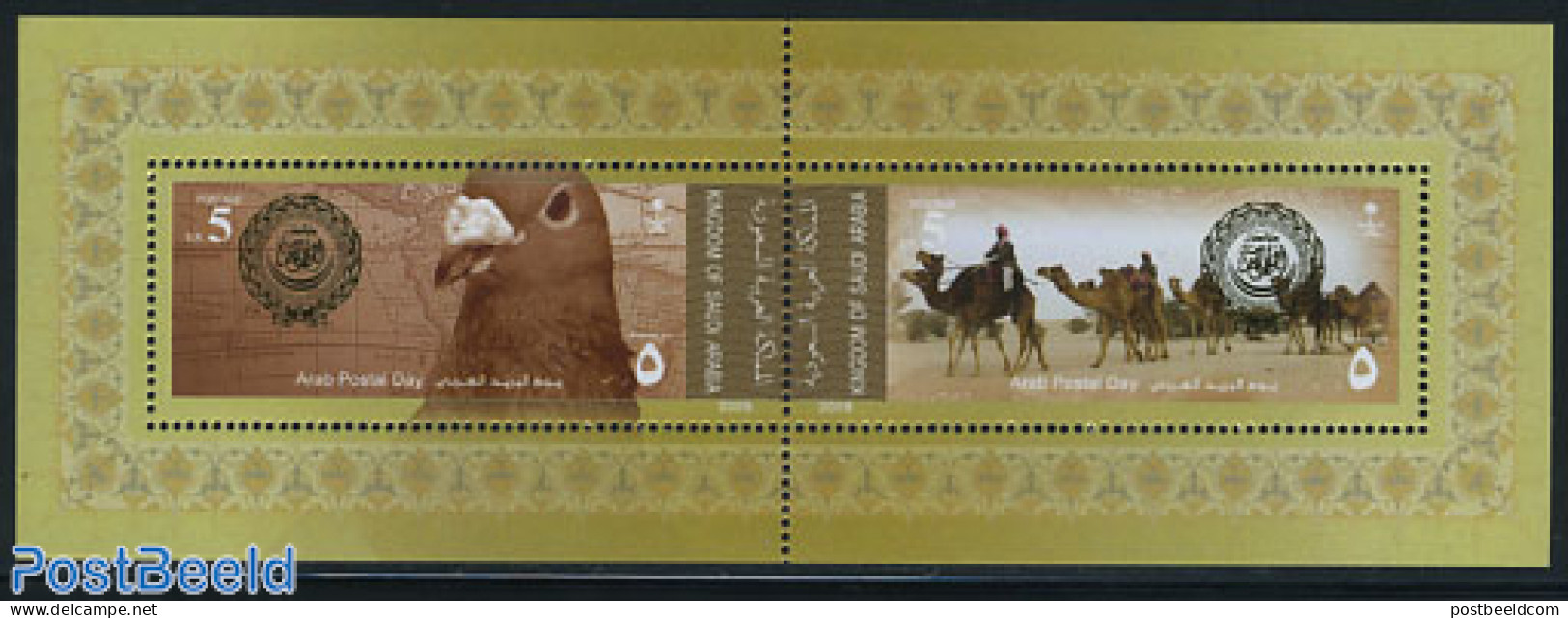 Saudi Arabia 2008 Arab Postal Day S/s, Joint Issue, Mint NH, Nature - Various - Birds - Birds Of Prey - Camels - Joint.. - Gemeinschaftsausgaben