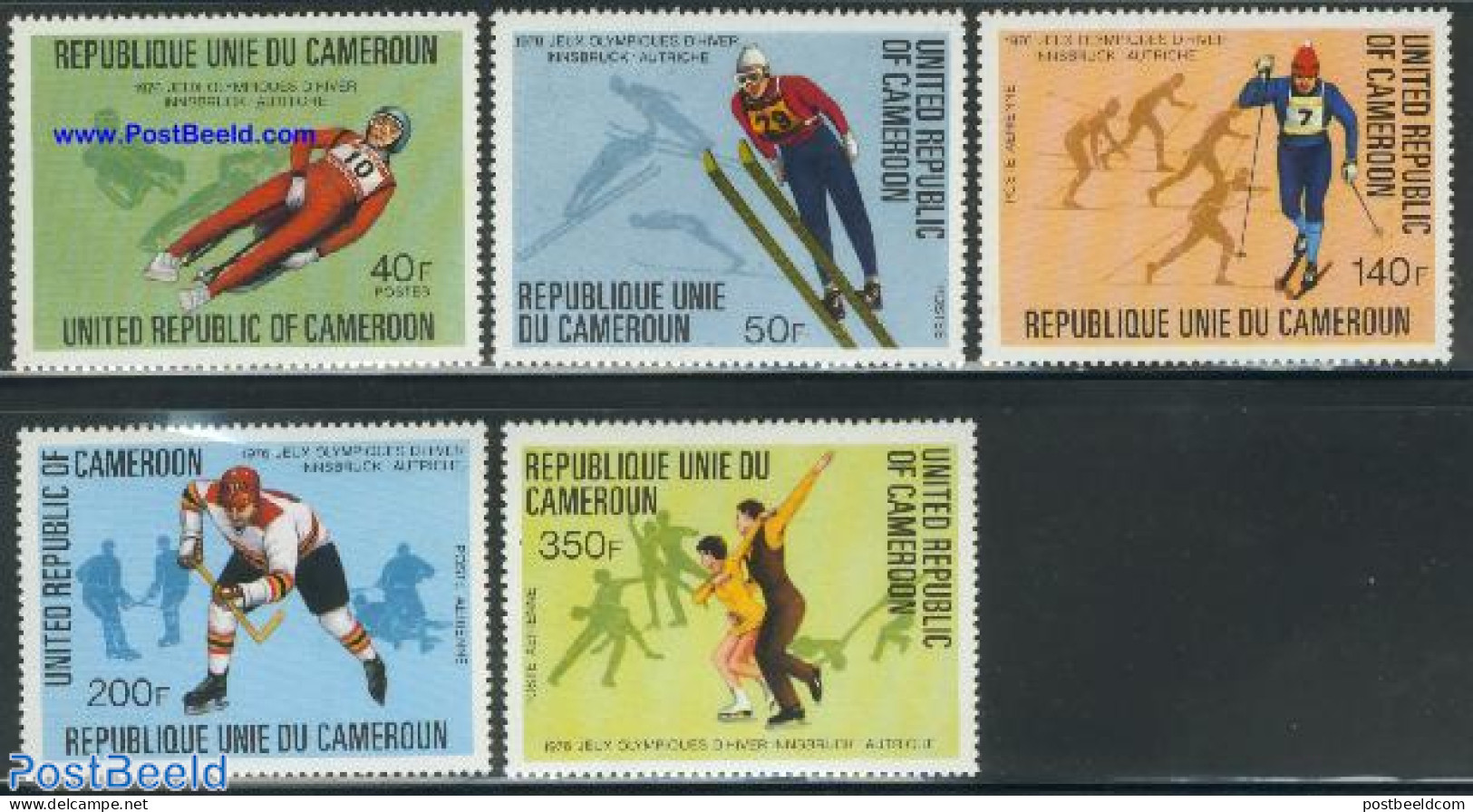 Cameroon 1977 Olympic Winter Games Inssbruck 5v, Mint NH, Sport - Olympic Winter Games - Skating - Skiing - Skisport