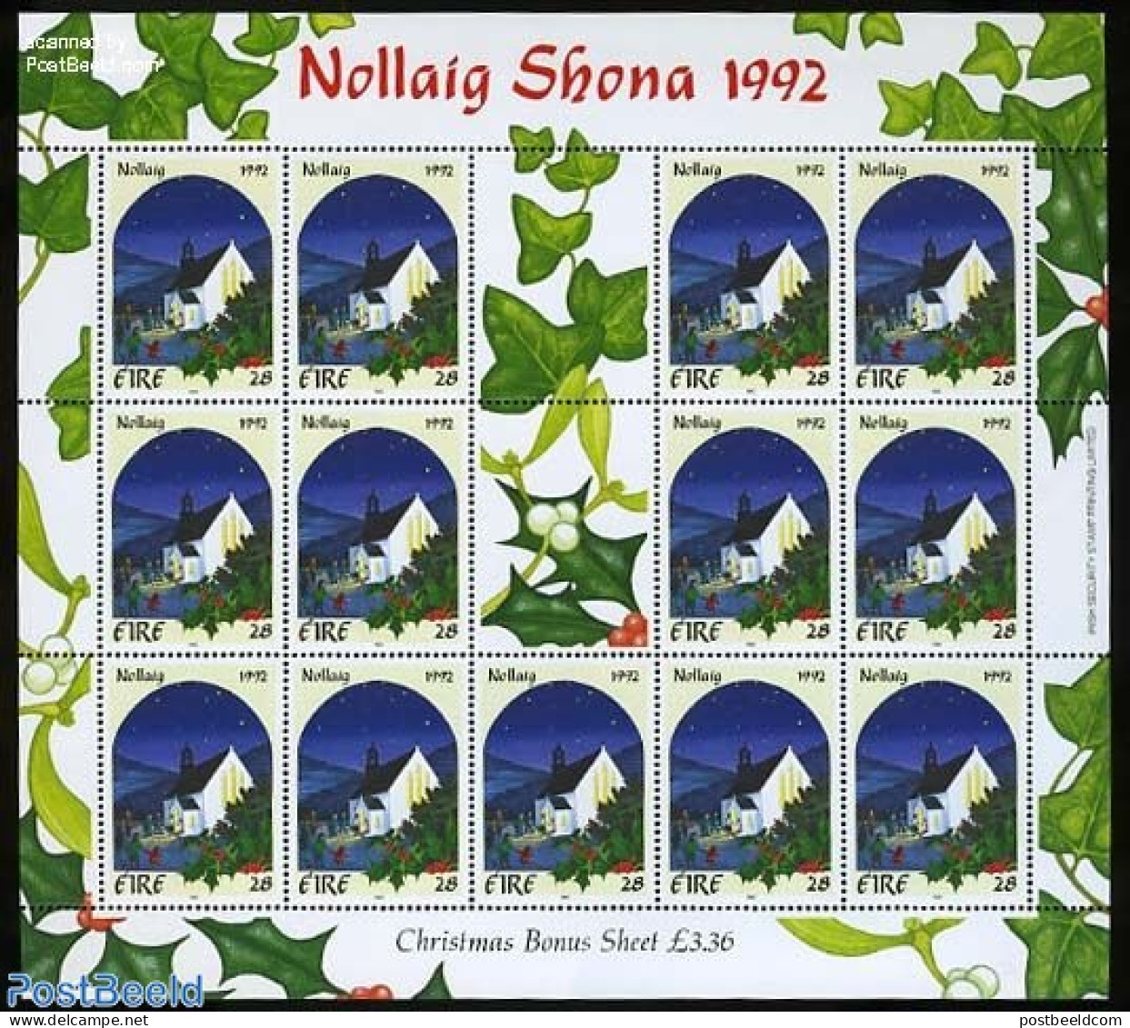 Ireland 1992 Christmas M/s (with 13 Stamps), Mint NH, Religion - Christmas - Nuevos