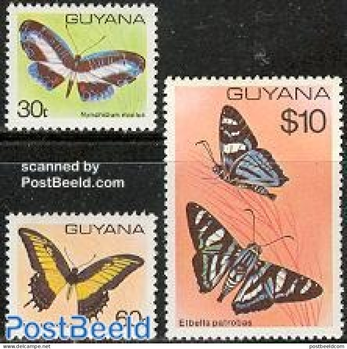 Guyana 1980 Butterflies 3v, Mint NH, Nature - Butterflies - Guyane (1966-...)