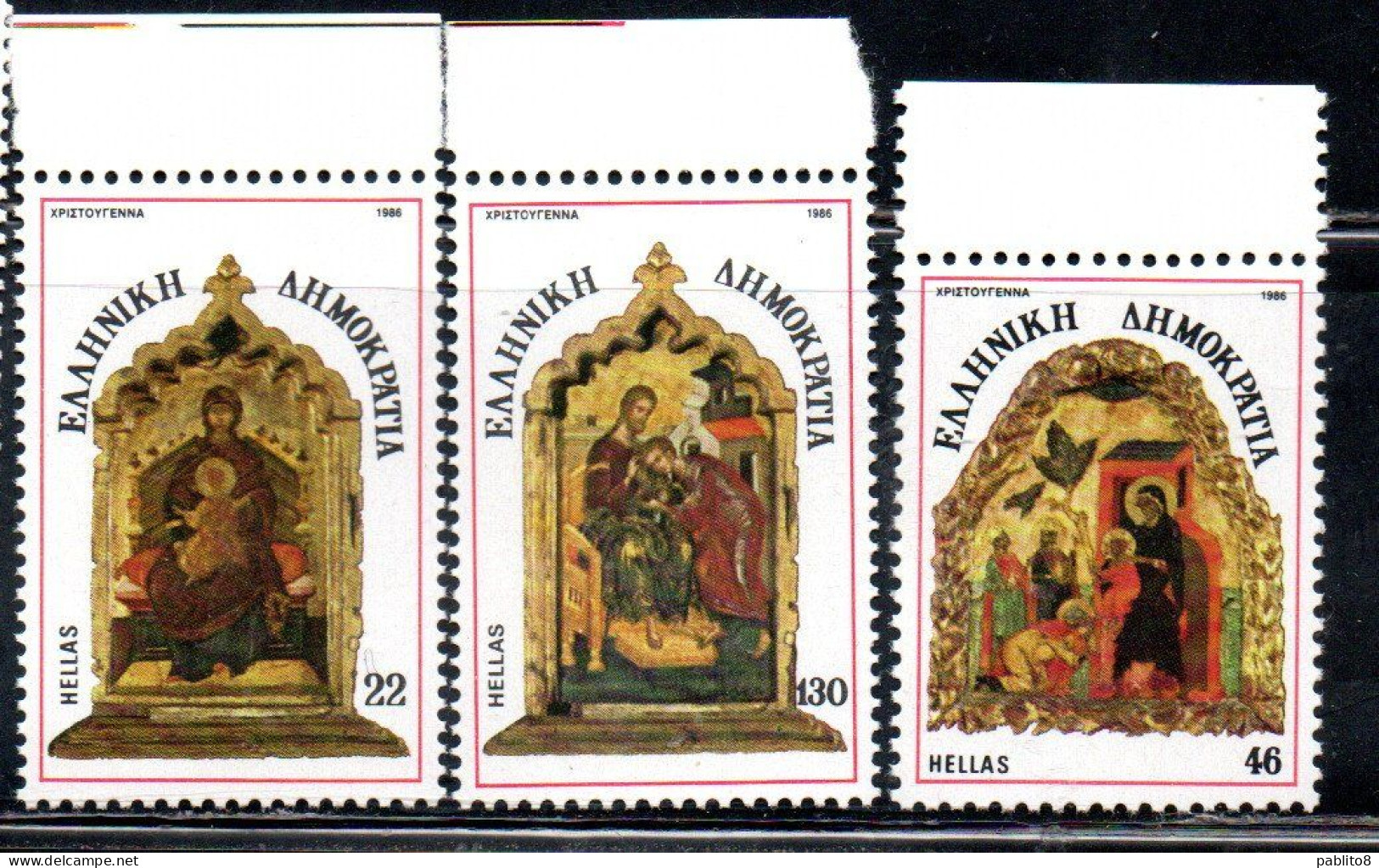 GREECE GRECIA HELLAS 1986 CHRISTMAS NATALE NOEL NAVIDAD WEIHNACHTEN NATAL COMPLETE SET SERIE COMPLETA MNH - Unused Stamps