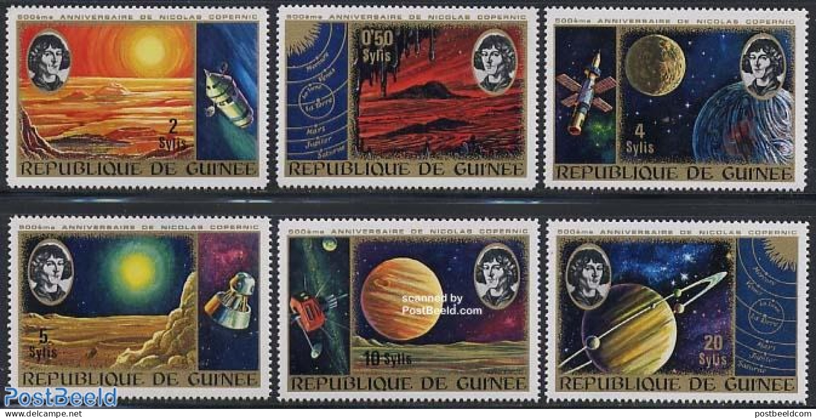 Guinea, Republic 1973 Copernicus 6v, Mint NH, Science - Astronomy - Astrologie