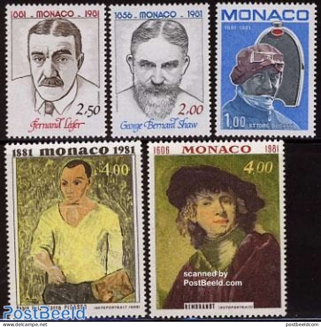 Monaco 1981 Famous Persons 5v, Mint NH, Sport - Transport - Chess - Automobiles - Art - Modern Art (1850-present) - Pa.. - Ungebraucht