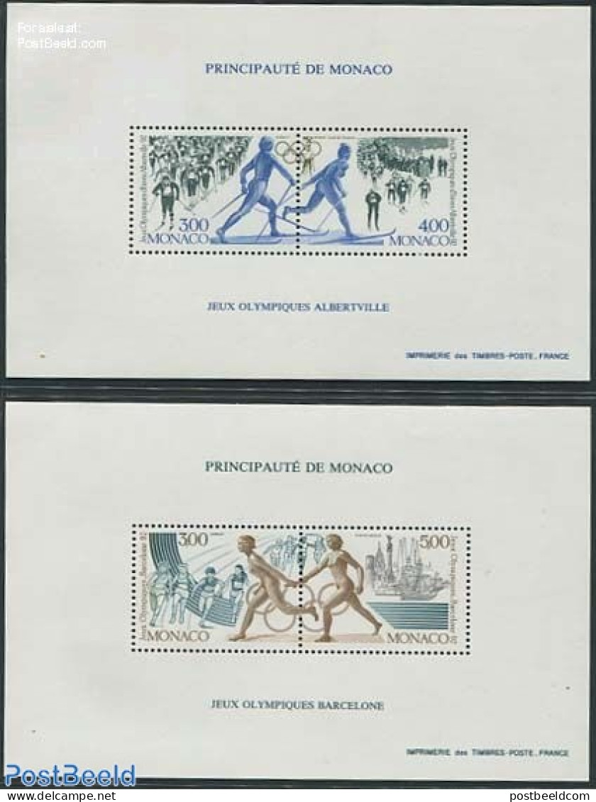 Monaco 1991 Olympic Games 2 Special S/s, Mint NH, Sport - Olympic Winter Games - Skiing - Ungebraucht