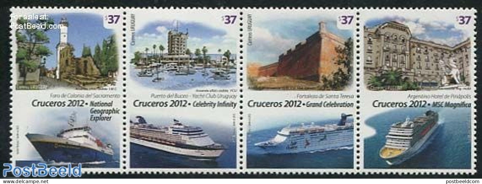 Uruguay 2012 Cruise Ships 4v [:::], Mint NH, Transport - Ships And Boats - Boten