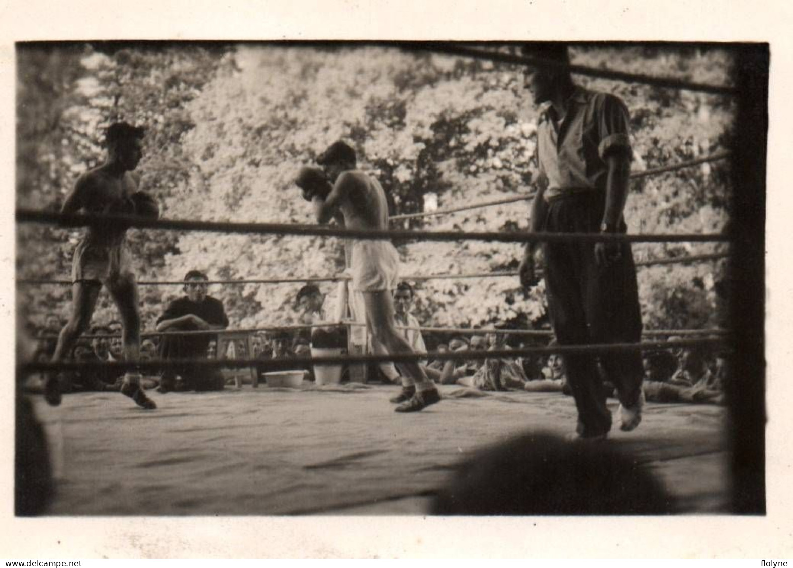 Boxe - 3 Photos Anciennes - Combat De Boxe Sur Un Ring - Boxeurs - Format 6,5x9 Cm - Pugilato