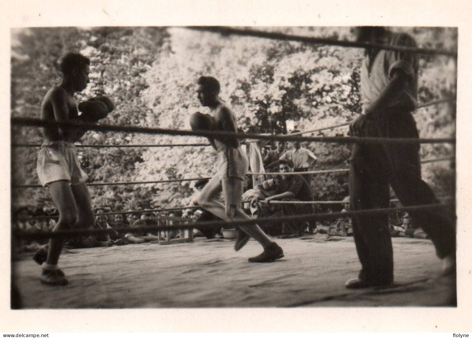 Boxe - 3 Photos Anciennes - Combat De Boxe Sur Un Ring - Boxeurs - Format 6,5x9 Cm - Boxeo