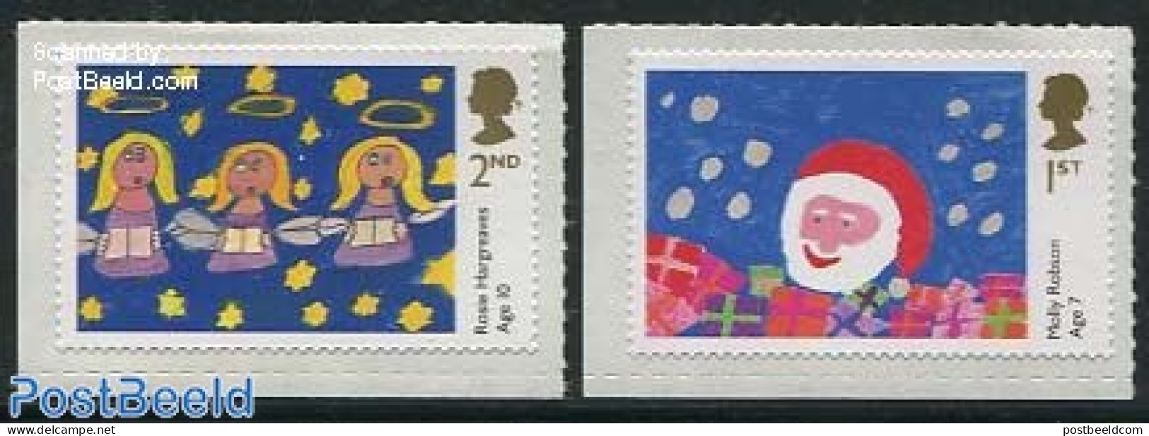Great Britain 2013 Christmas 2V S-A, Mint NH, Religion - Christmas - Art - Children Drawings - Neufs