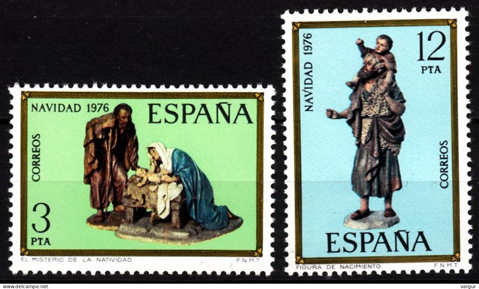 SPAIN 1976 RELIGION, ART: Neapolitan Nativity Figurines: Merry Christmas! Complete, MNH - Navidad