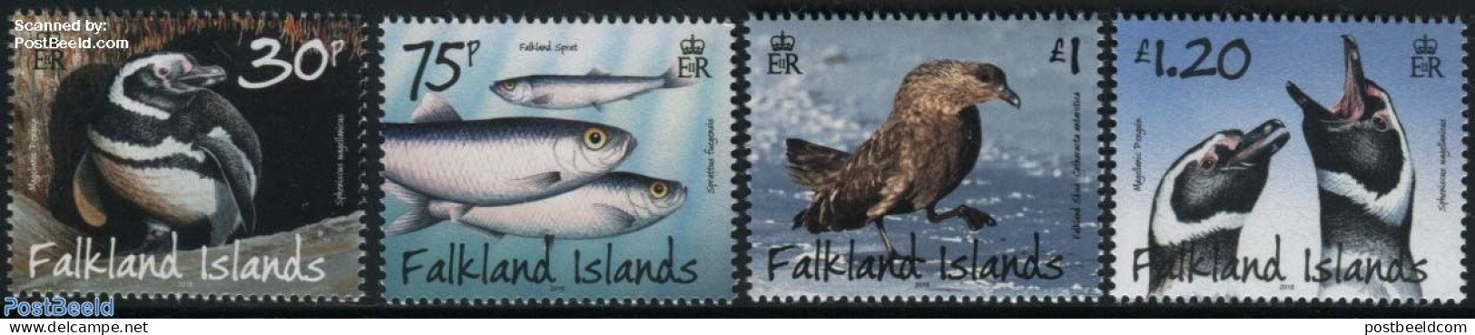 Falkland Islands 2015 Animals 4v, Mint NH, Nature - Birds - Fish - Penguins - Poissons