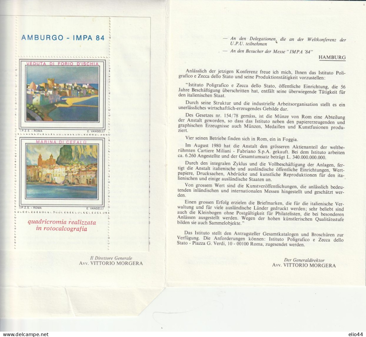 Francobolli - Erinnofilia - L'Italia Ad Amburgo ''84 - - Erinofilia