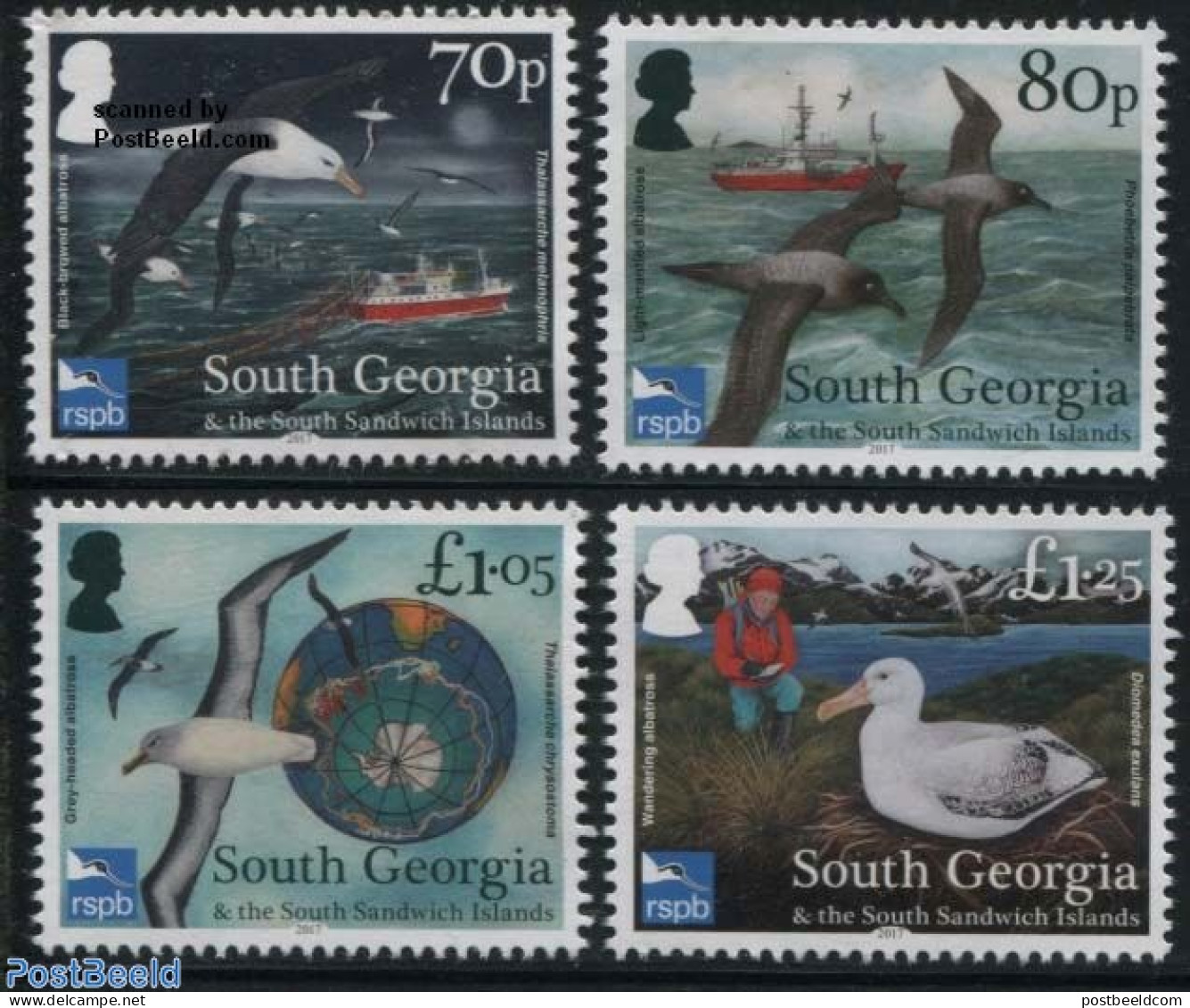 South Georgia / Falklands Dep. 2017 Albatross Conservation 4v, Mint NH, Nature - Transport - Various - Birds - Fishing.. - Fishes