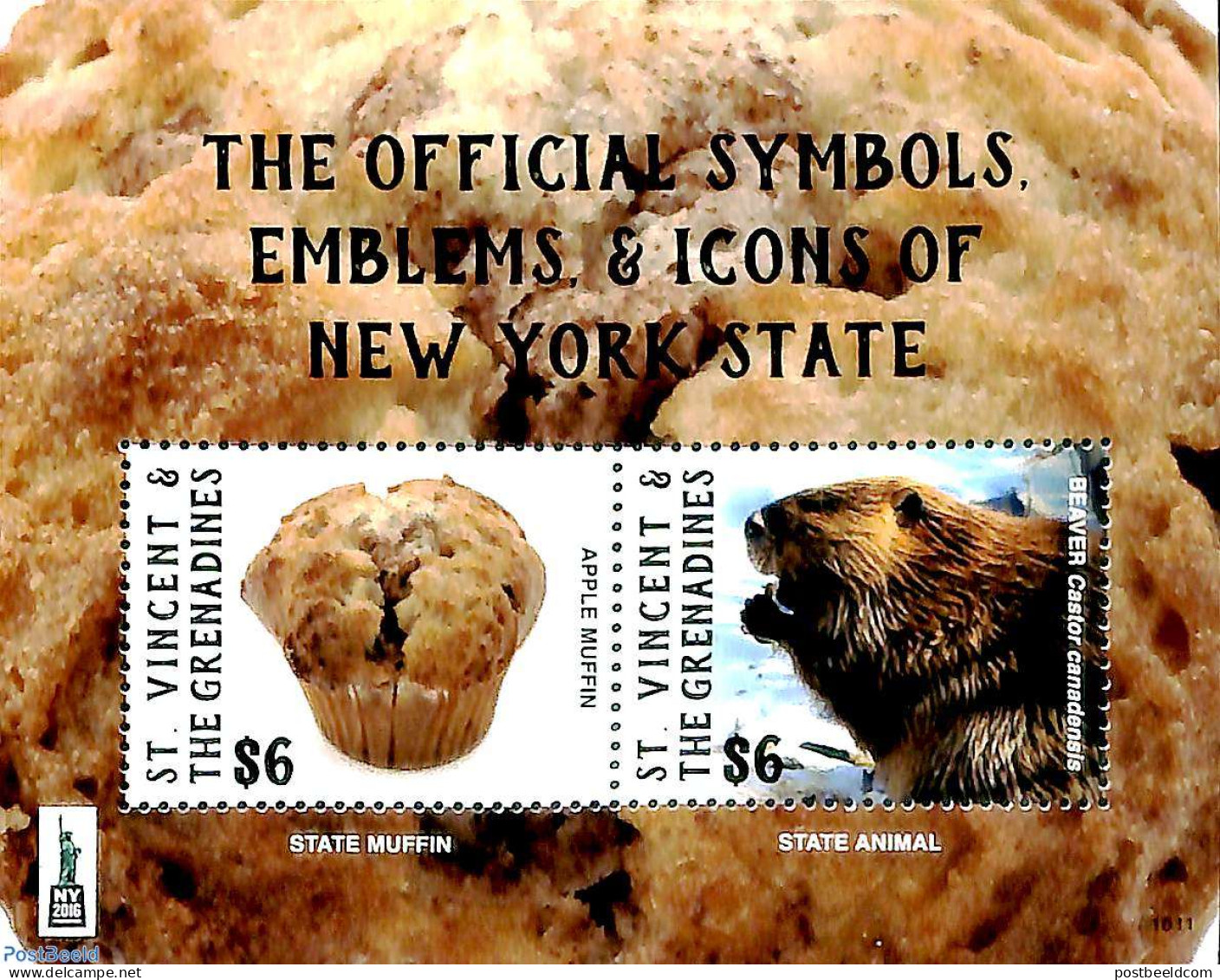 Saint Vincent 2016 Official Symbols, Emblems & Icons Of NYS 2v M/s, Mint NH, Health - Nature - Food & Drink - Animals .. - Ernährung