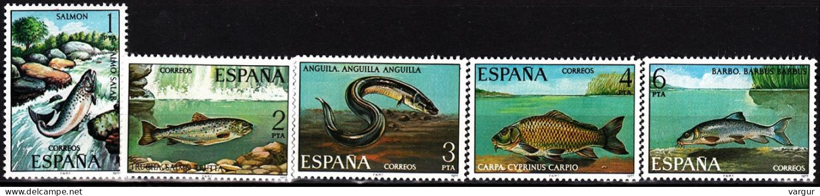 SPAIN 1977 FAUNA: Freshwater Fish. Complete, MNH - Peces