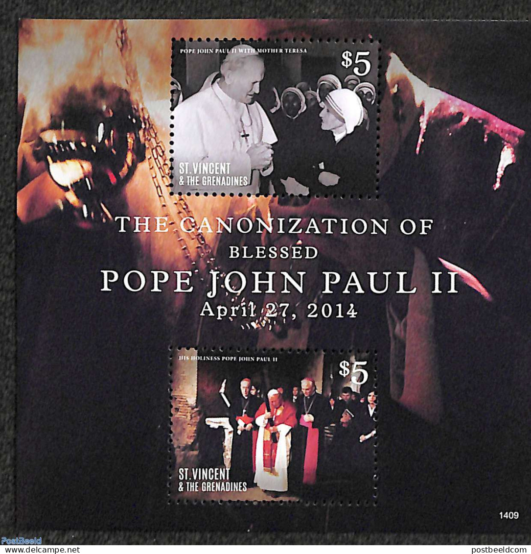 Saint Vincent 2014 Pope John Paul II S/s, Mint NH, Religion - Pope - Religion - Pausen