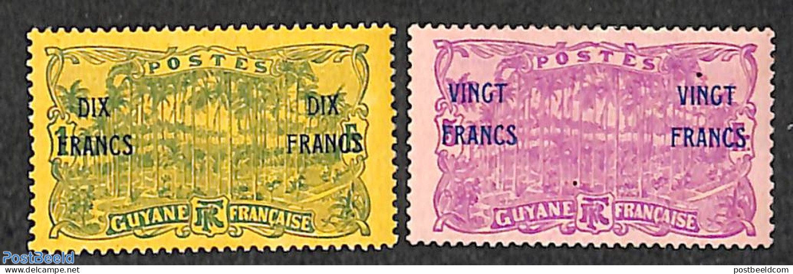 French Guyana 1922 Overprints 2v, Unused (hinged), Nature - Trees & Forests - Rotary, Lions Club