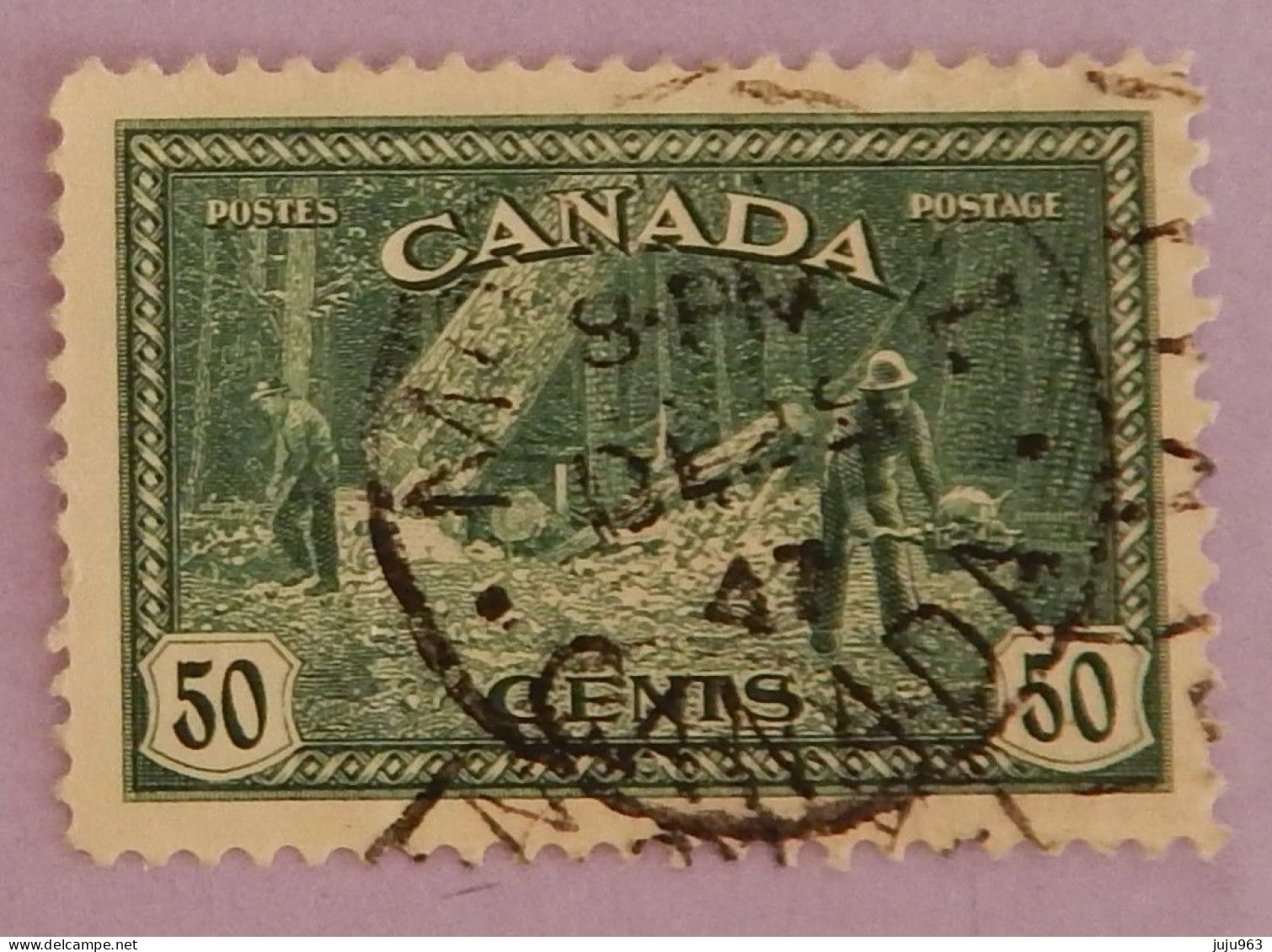 CANADA YT 223 OBLITERE "ABATTAGE D ARBRES EN COLOMBIE BRITANNIQUE" ANNÉE 1946 - Oblitérés