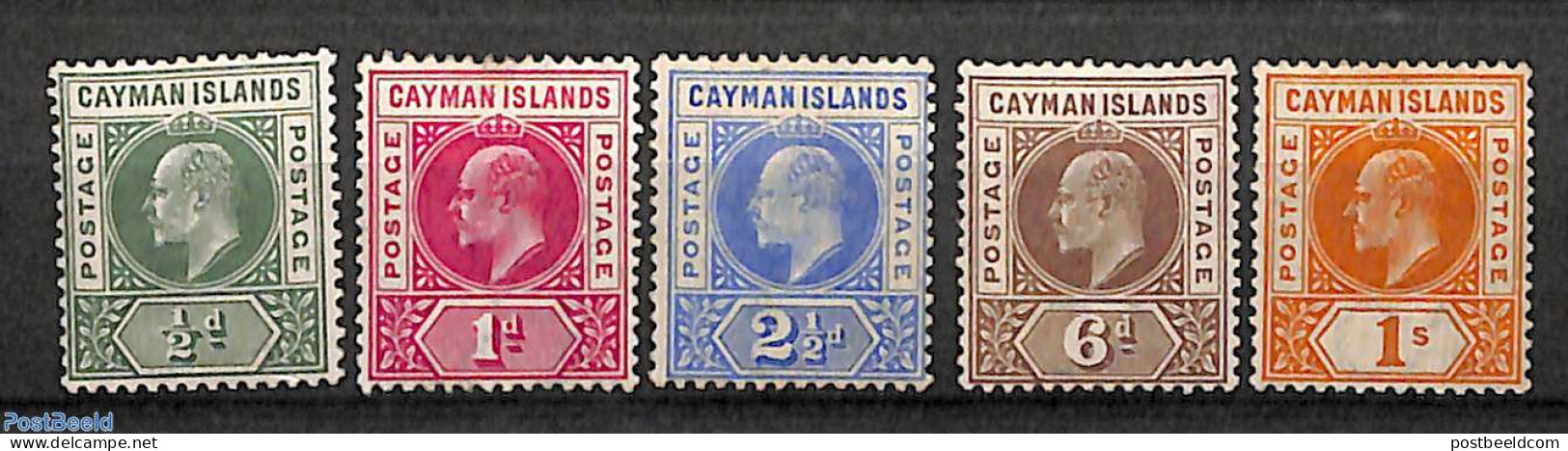 Cayman Islands 1901 Definitives, King Edward VII, WM CA-Crown, 5v, Unused (hinged) - Cayman (Isole)